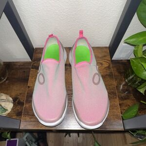 OOFOS OOmg Low Shoe Womens 11 Pink Grey Recovery Slip On Mesh Sneaker 1012023-94